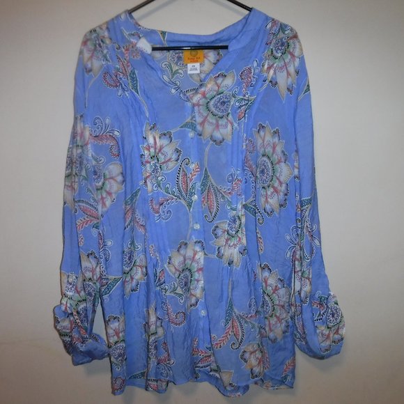 Ruby Rd. Tops - Ruby Rd. Blue Floral Blouse